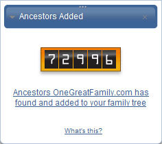 See how many ancestors OneGreatFamily has already added to your family tree